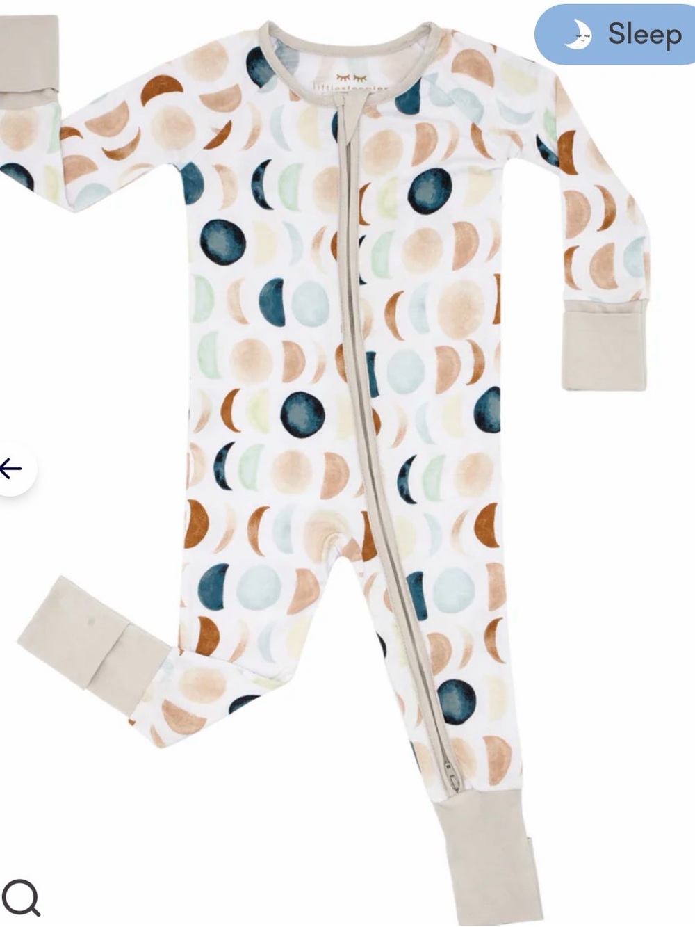 Little Sleepies Zip One-Piece Pajamas - Luna Neutral Multi size 2T